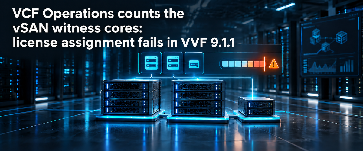 VCF Operations counts the vSAN witness cores: license assignment fails in VVF 9.1.1