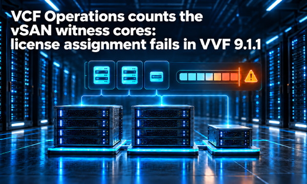 VCF Operations counts the vSAN witness cores: license assignment fails in VVF 9.1.1